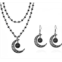 Gothic Blood Drops Necklaces Earrings for Women Vintage Black Red Crystal Moon Teardrop Necklaces Earrings Set Punk Style Vampire Jewelry Set Goth Mystery Costume Accessories Hallo