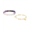 Dee Berkley Purple Quartz Ombre and Paperclip Chain Bracelet Stack