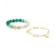 Dee Berkley Green Quartz Ombre and Paperclip Chain Bracelet Stack