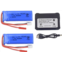 sea jump 2PCS 7.4V 550mAh Lithium Battery with 2-in-1 Charger for WLTOYS P929 P939 K979 K989 K999 K969 High-Speed Remote Control Car Battery 4WD Drift Alloy Off-Road Vehicle Parts