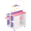 Olivias Little World Little Princess Baby Doll Two-Sided Wooden Baby Doll Changing Station with Storage Shelves, Closet, Highchair, Changing Table, and Sink, White with Purple and