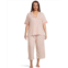 Karen Neuburger Plus Size Notch Collar And Capri Pajama Set With Eyelet Inserts