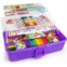 4U4EVER 3000 Kids Arts and Crafts Supplies Girls Ultimate Arts and Crafts Supplies Set Portable 3-Layer Plastic Art Box （Dark Purple）