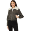 Womens Blank NYC Leather Bomber with Sherpa Collar