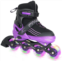 XRZT Adjustable Kids Inline Skates Girls Boys, Purple&Black All Wheels Light up Kids Skates for Beginner Outdoor and Indoor