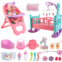 deAO 12” Baby Doll Play Set with Crib, Mobile, High Chair Feeding Accessories, Interactive Dolls for Girls Kids Pretend Play Baby Dolls 21 PCS