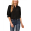 Womens CeCe Elbow Sleeve Open Collar Blouse
