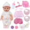 MYREBABY Realistic Baby Doll Set - 12 Inch Newborn with Clothes and Accessories Diapers Bottle Food Stuff