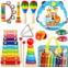 LOOIKOOS Toddler Musical Instruments,Wooden Percussion Instruments for Baby Kids Preschool Educational Musical Toys Set Boys and Girls with Carrying Bag