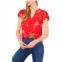 Womens CeCe V-neck Shirred Neck Flutter Sleeve Blouse
