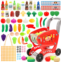 Tagitary Shopping Cart Toy for Kids,82 PCS Toddler Play Grocery Cart with Shopping Bag,Included Plastic Play Food Veggies, Play Money Cash and Coins, Learning Toys Play Kitchen Acc