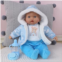 haveahug 16” Soft Baby Doll-Baby boy with Blue Removable Coat and bib, 5 Pieces with Dinner Set, Baby Bottle and Accessories (Daniel)