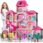 TEMI Dream Doll House Girls Toys- 4-Story 12 Rooms Playhouse 4-5 Year Old w/ 2 Dolls, Dollhouse Furniture Accessories, Pretend Cottage Toy House, Toddler for Kids Ages 3 4 5 6 7