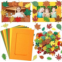 Ferraycle 232 Pieces Autumn DIY Picture Frames Craft Kit for Kids, 32 Pieces Fall Felt Photo Frames with Leaves Thanksgiving Crafts to Decorate with 200 Foam Stickers for Party Favor Home Cl