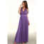 Halston Pleated V-Neck Gown With 1 Self Belt