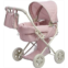 Olivias Little World Buggy-Style Baby Doll Stroller with Retractable Canopy, Storage Underneath, Detachable Bassinet, Travel Nursery Bag, Comfortable to Push, Pink and Gray