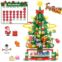 HOGOKIDS 2024 Rotating Christmas Tree Mini Building Set with LED Light, 24 Days Christmas Countdown Building Blocks with Santa Snowman and Train, XMas Gift for Adults Kids 8+(1145P