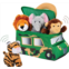 Bundaloo Plush Jungle Animals Set with Realistic Sound - Soft Stuffed Animal Toys with Safari Truck Carrier - Mini Tiger, Lion, Monkey, and Elephant