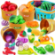 JOYIN Color Sorting Play Food Set - Learning Toys for Boys & Girls, Cutting Food Toy, Kitchen Accessories for Kids, Toddler Sorting /Fine Motor Skills Toy, Daycare/Preschool Educat