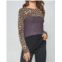 PROMESA color block leopard tunic in charcoal/black