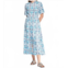 Vilagallo aroa midi dress in azul lino