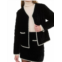 MOON RIVER velvet quilted contrast mini skirt and jacket set in black