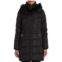 T Tahari stefani faux fur hood down fill fitted puffer coat in black