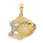 Diamond2Deal 14k yellow gold and white rhodium diamond-cut fish pendant