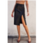 DRESS FORUM lainey faux leather midi slit skirt in black