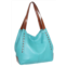 Nino Bossi whipstitch leather satchel in turquoise