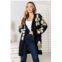 TRUEDAMES floral button down longline cardigan