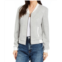 DREW bari zip front bomber jacket in heather grey