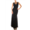 AIDAN MATTOX sleeveless embellished evening dress in black indigo