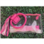 MiMi Wholesale clear wristlet with cuff handle & tassel in hot pink