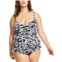 Swim Solutions plus womens printed tiered one-piece swimsuit