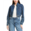 Bardot cropped bomber denim jacket