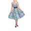 Orchid Bloom sleeveless flamingo swing dress in blue ocean