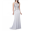 Montage by Mon Cheri embroidered lace beaded gown in ice gray - silver
