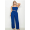 TRUEDAMES plus size bustier crop cami top & slant pocket straight pants