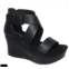 Pierre Dumas heather wedge sandal in black