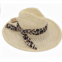 C.C BEANIE womens panama sun leopard trim hat in beige