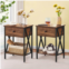 QuikFurn set of 2 - rustic 1 drawer nightstand in brown and black wood finish