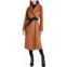 T Tahari women black juliette double face wool belted coat in caramel