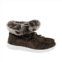 Gypsy Jazz womens fancy leopard faux fur lined high top shoes in taupe