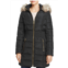 Laundry by Shelli Segal womens cinch waist down puffer hooded coat in black