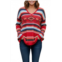 TASHA POLIZZI melanie waffle knit pullover in red multi