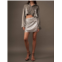 PROMESA colorblock sequins high waist mini skirt in silver