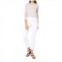 Ann Mashburn faye flare cropped pant in white garment-dyed stretch twill