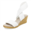 CHARLESTON SHOE CO. womens carolina linen wrap-up espadrille wedge in white