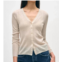 White Warren rib v-neck cardigan in beige